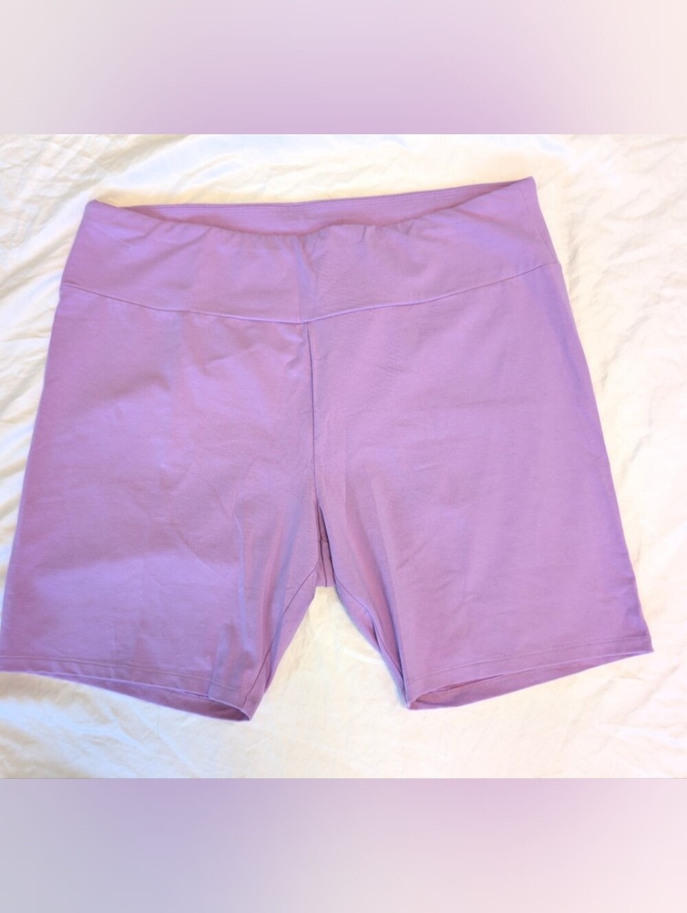 Ava & Viv Lilac Lavender Cotton Blend High Waist Bike Shorts - 2X